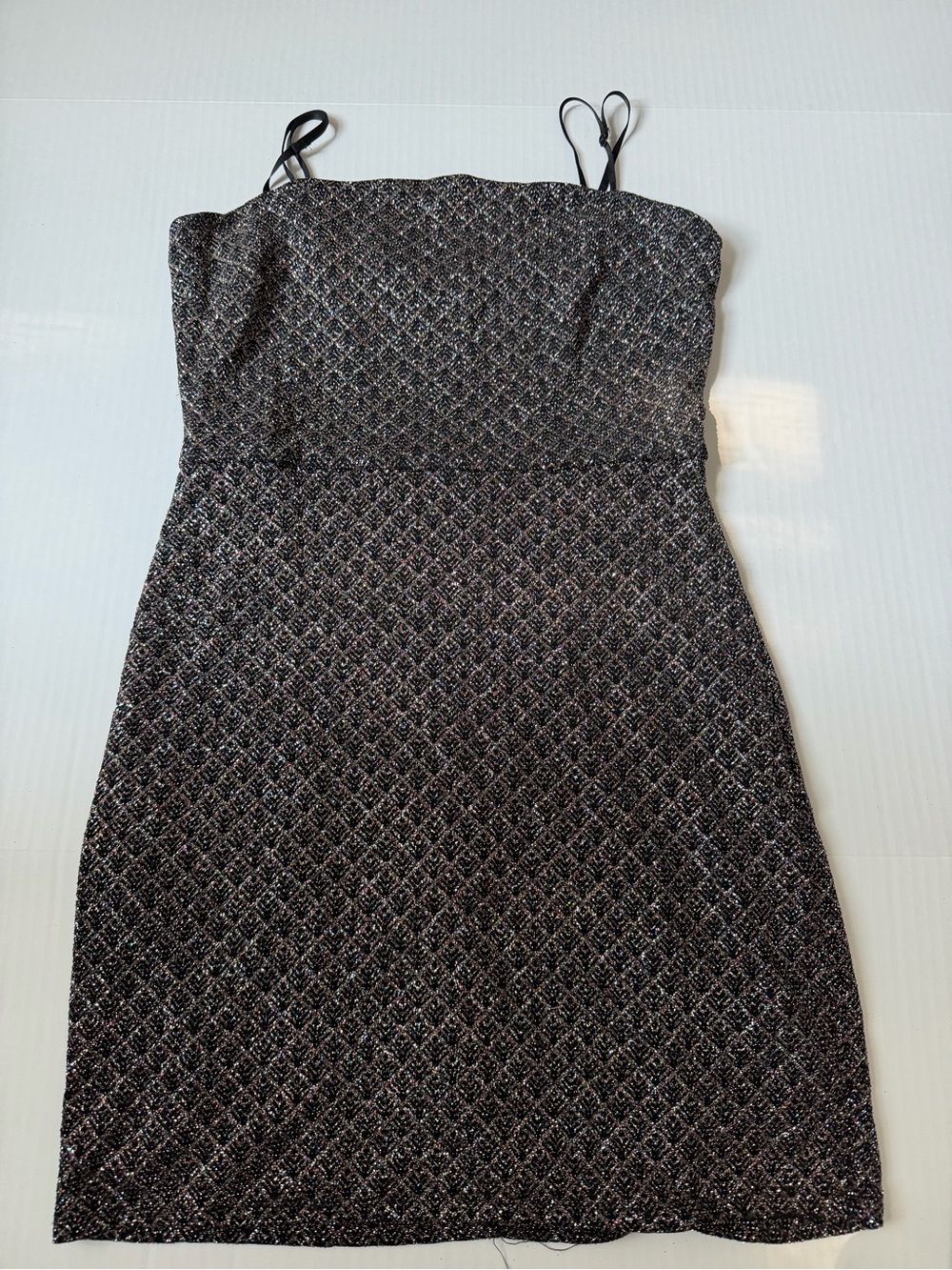 Altar'd State Strapless Sparkle Knit Dress - Black with Silver Accents